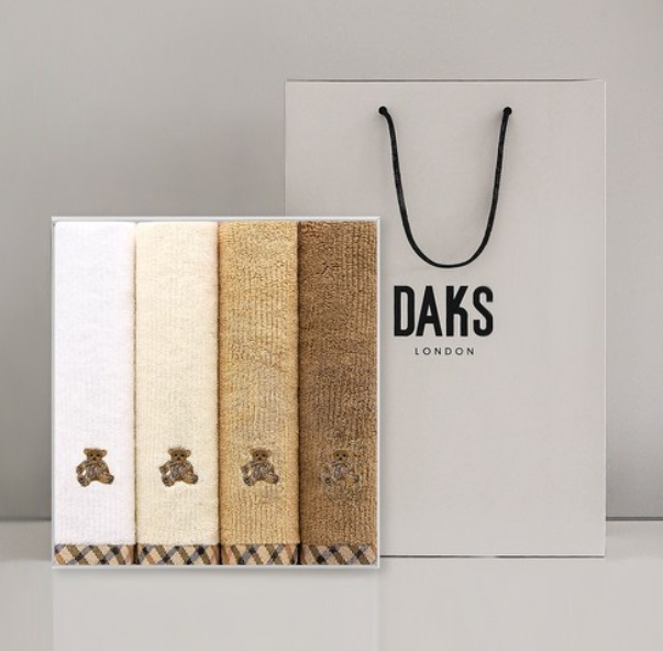 ★닥스★ 하우스테디 세면 타월 150g 30수 면사, 화이트 + 크림 + 베이지 + 브라운 1세트