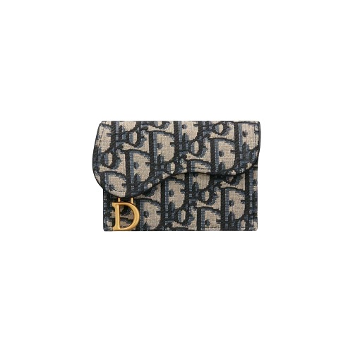 ★DIOR★ Saddle Bloom 카드 지갑 블루 Dior Oblique 자카드