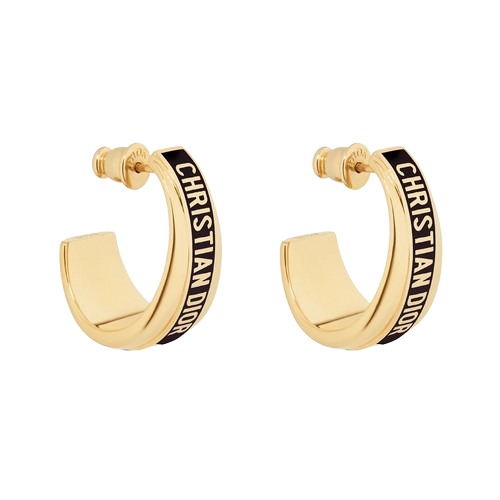 ★DIOR★ Dior Code 귀걸이 골드 피니시 메탈 & 블랙 래커