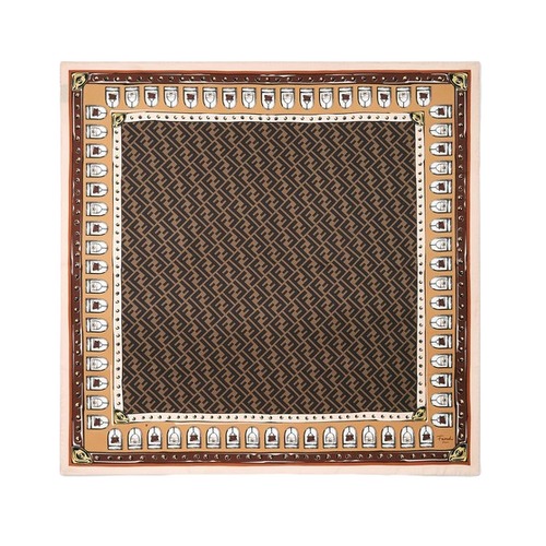 ★FENDI★ FF 스카프 브라운 컬러의 실크 스카프