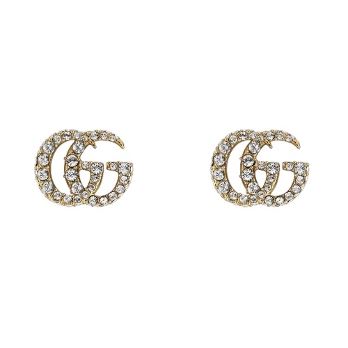 ★GUCCI★ GG 마몽 크리스털 귀걸이 옐로우 골드 톤 메탈