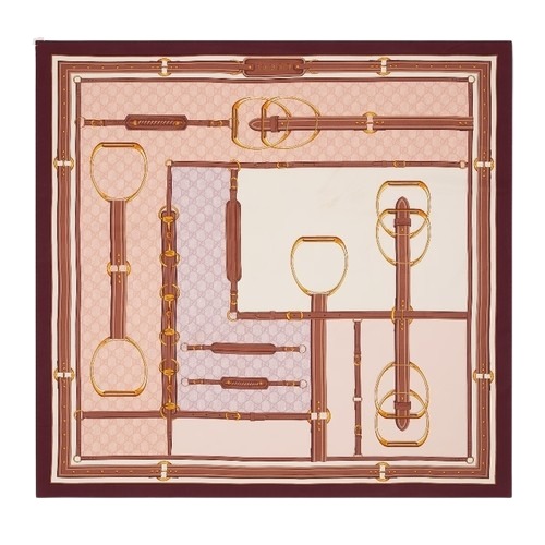 ★GUCCI★ 프린트 실크 까레 베이지