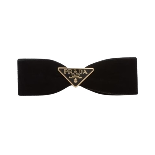 ★PRADA★ 벨벳 헤어 클립 블랙